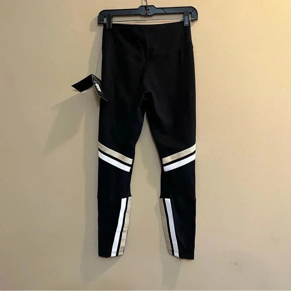 Nike Dri-Fit NWT Women's Black Gold White Icon Striped Training Tights Leggings - Picture 6 of 11